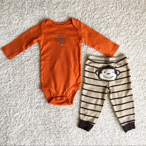 Carter’s Two-Piece Monkey Bodysuit & Pants Set - Picture 1 of 6